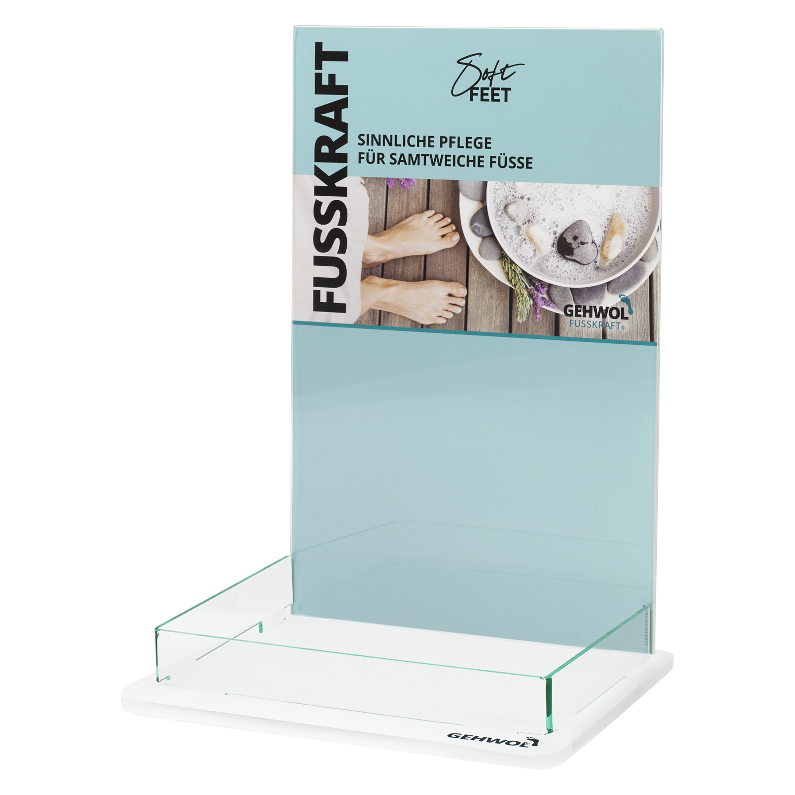 GEHWOL FUSSKRAFT® Soft Feet Papiereinleger zu Tischdisplay aus Acryl