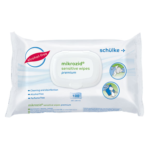 Schülke Mikrozid® Sensitive Wipes Premium, alkoholfrei, 100 Stück 20 x 20 cm