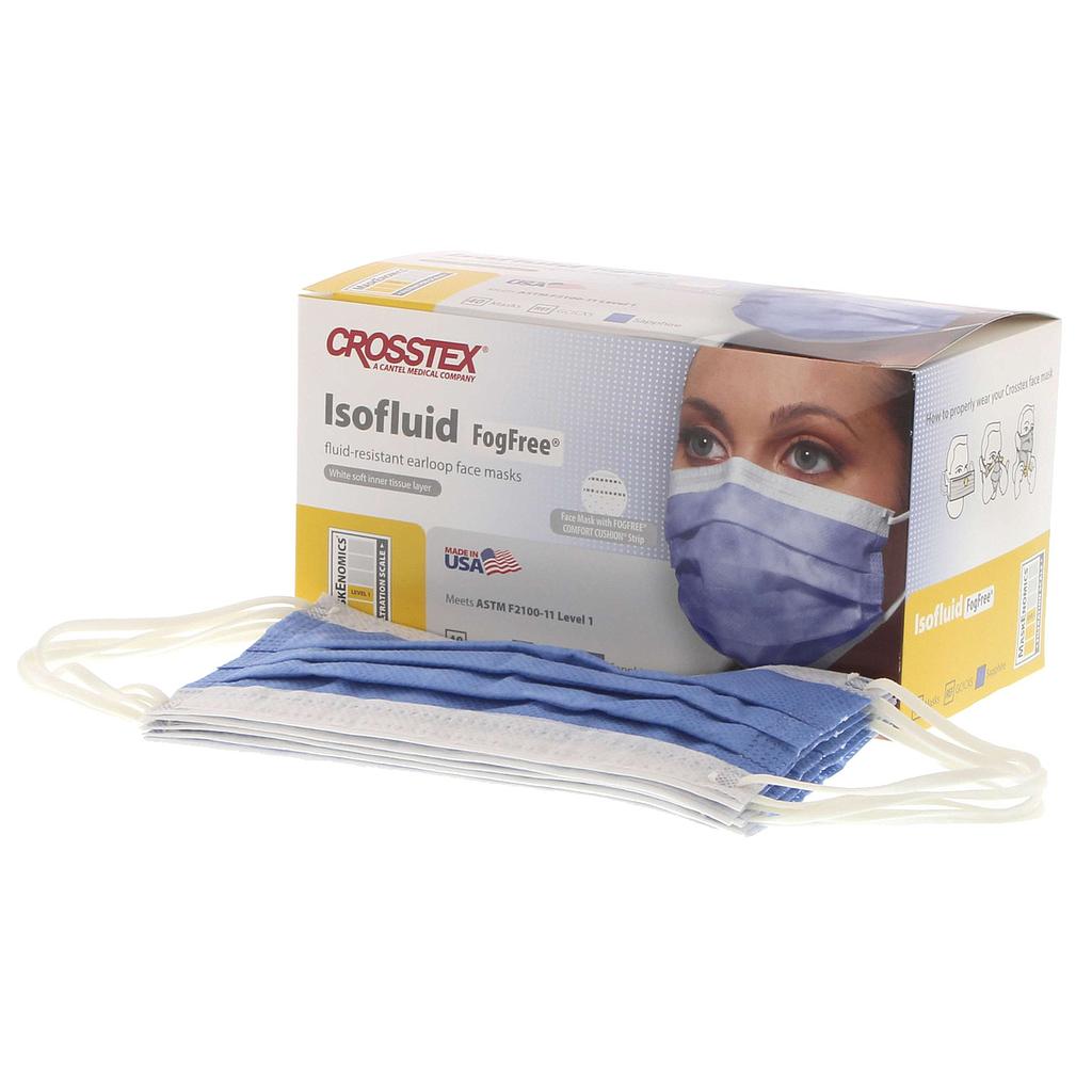CROSSTEX® Isofluid, Flüssigkeitsresistente Mund- und Nasenschutzmaske nach DIN Norm EN 14683 Typ II, Sapphire blau, Medizinprodukt , 50 Stück