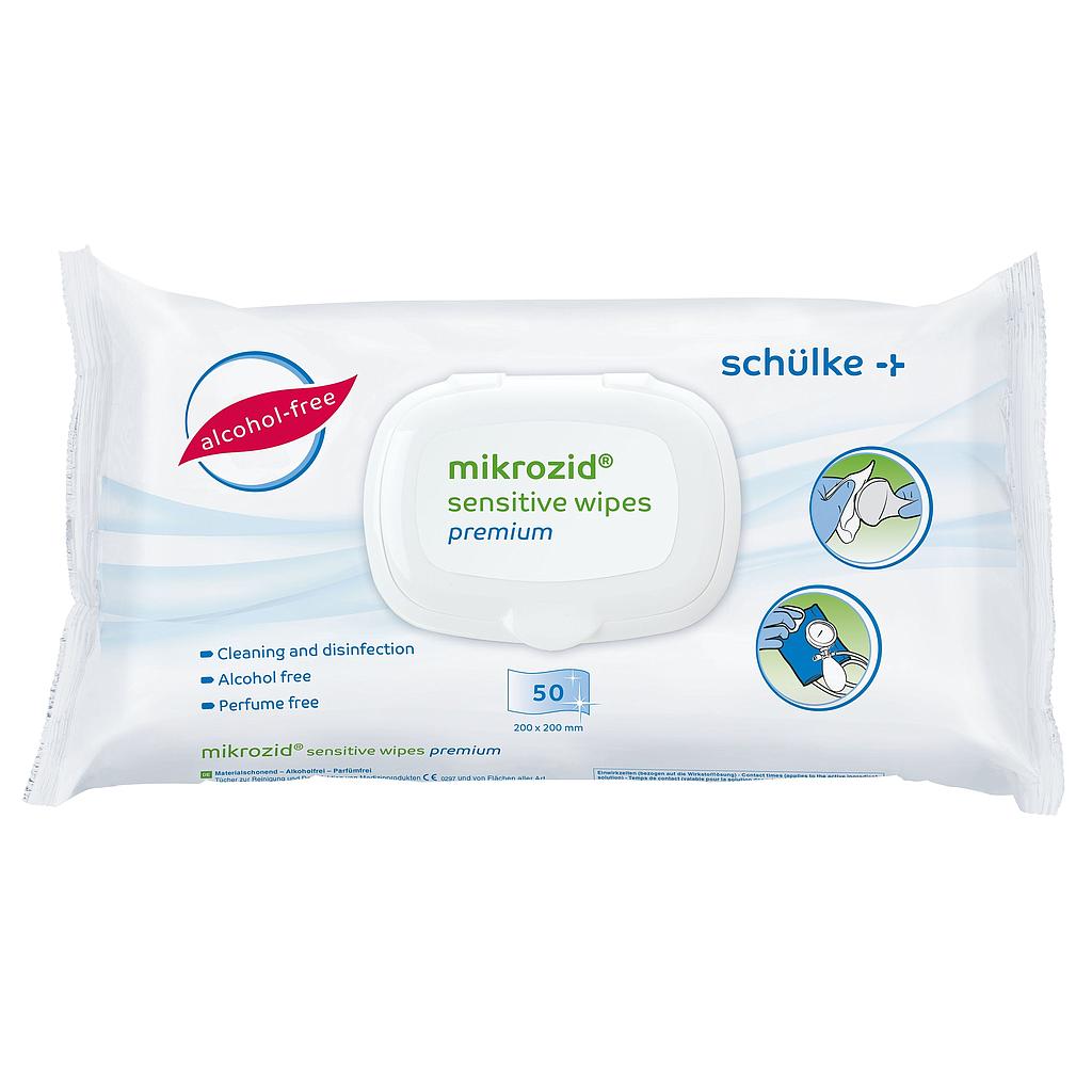 Schülke Mikrozid® Sensitive Wipes Premium, alkoholfrei, 50 Stück 20 x 20 cm