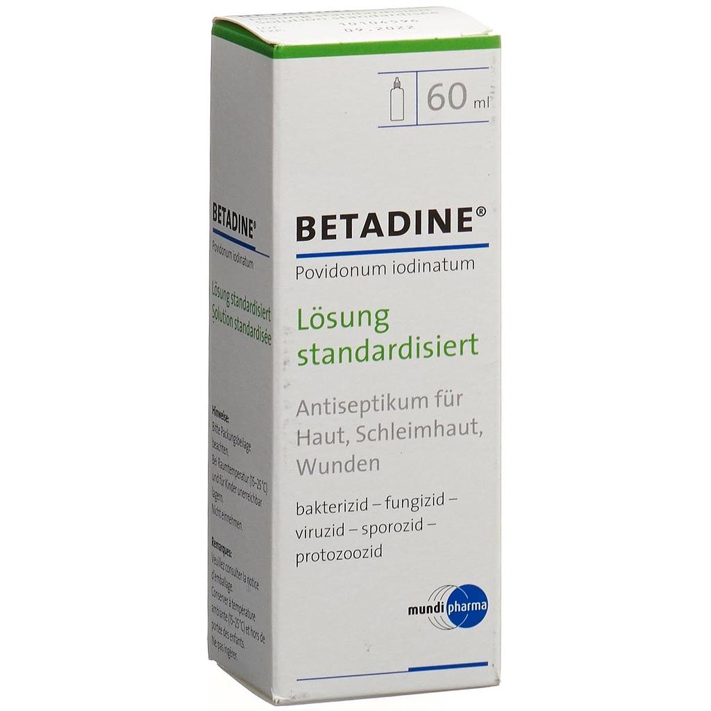 BETADINE® Lösung standardisiert, Flasche 60 ml (nur für berechtigte Personen)