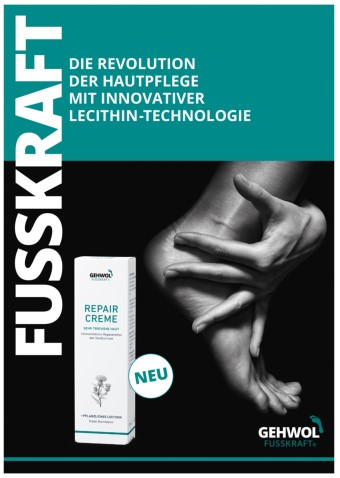 GEHWOL® FUSSKRAFT Broschüre / Produktfolder GEHWOL® FUSSKRAFT Repair Cream, Breite 15 cm x Höhe 21 cm